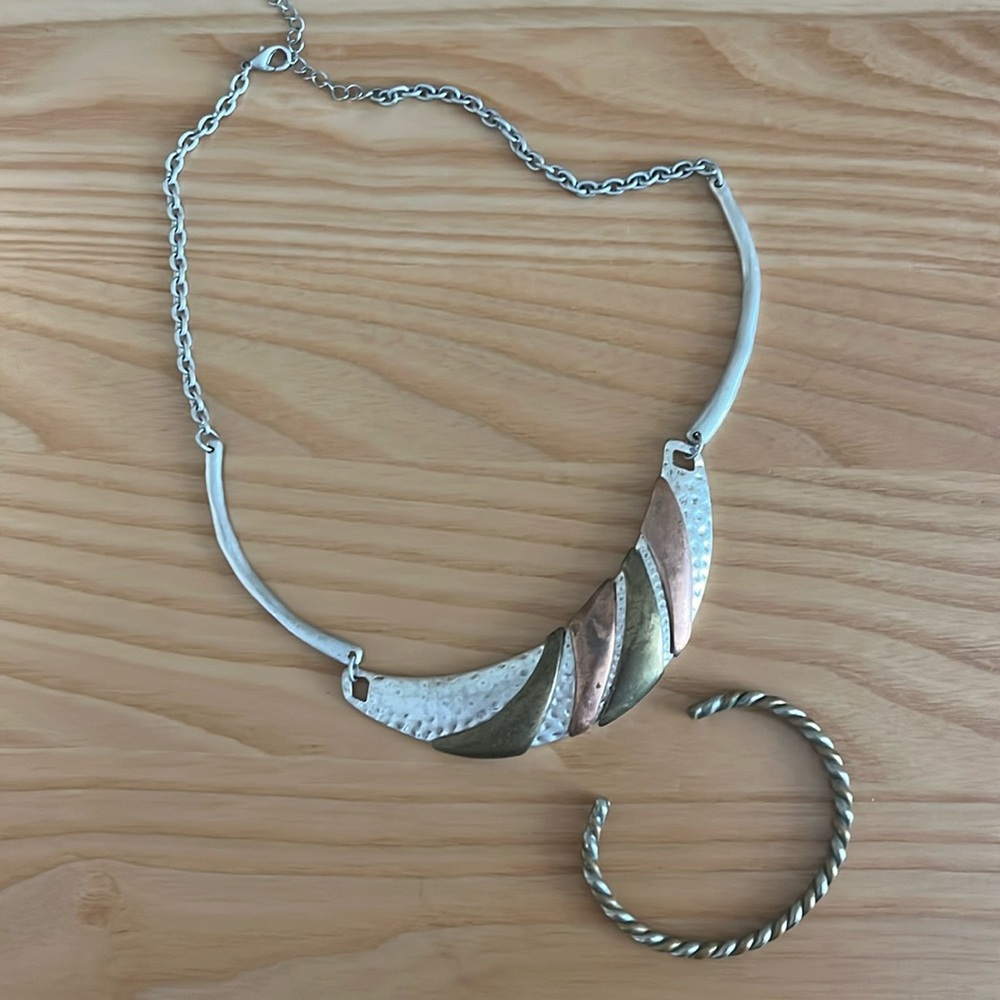 Tri color  matching necklace set
